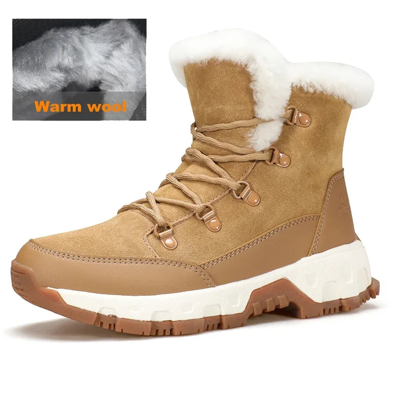 HUMTTO Winter Hiking Boots Leather Trekking Women's Trainers Luxury Designer Snow Boots Outdoor Casual Shoes 2024 Woman Sneakers