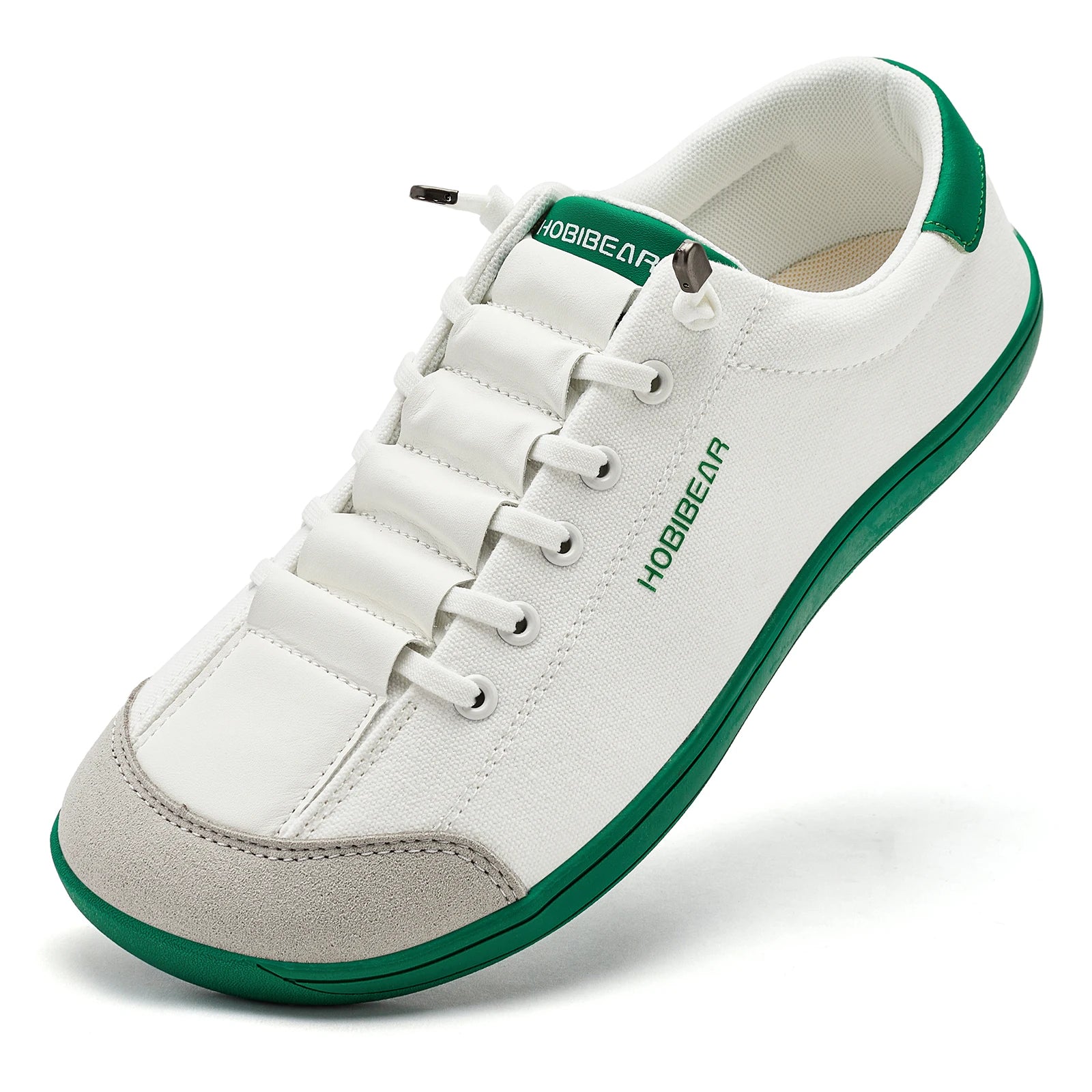 HOBIBEAR Wide Toe Barefoot Shoes for Unisex Minimalist Artificial Leather Sneakers Lightweight Adjustable Slip On Walking Shoes