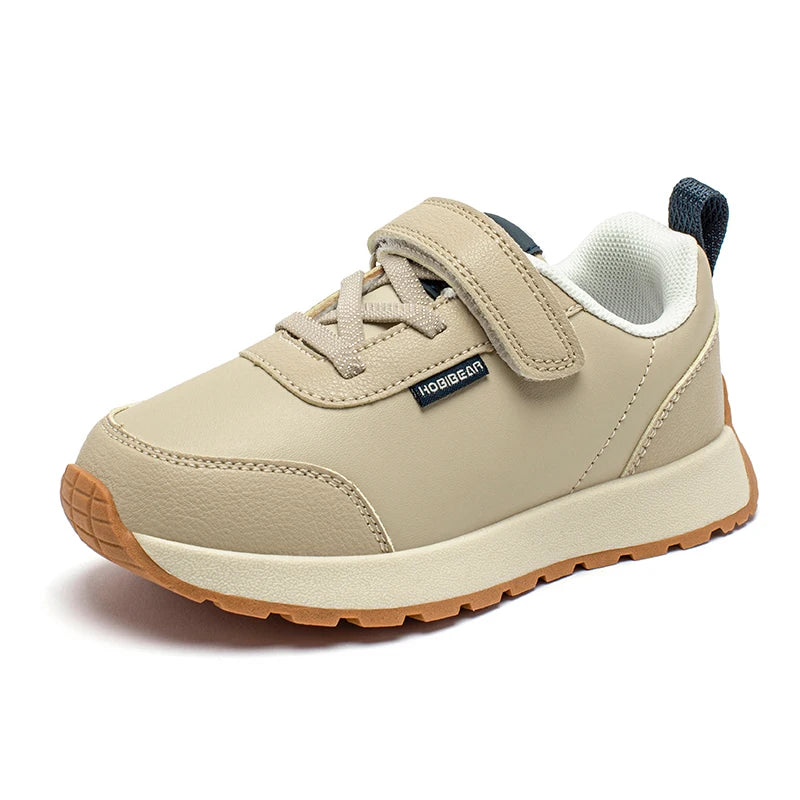 HOBIBEAR Kids Running Shoes Boys Girls Non Slip Casual Sneaker Hook Loop Artificial Leather Walking Shoes