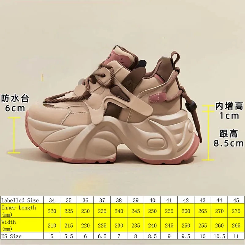 Fujin 9.5cm New Microfiber Genuine Leather Vulcanize High Brand Comfy Spring Autumn Platform Women Chunky Sneaker Loafer Shoes