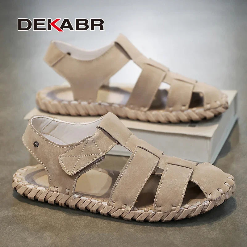 DEKABR Handmade Men Sandals Leisure Beach Shoes Fashion Boy Luxus Pu Leather Big Plus Size 38-46 Shoes Men