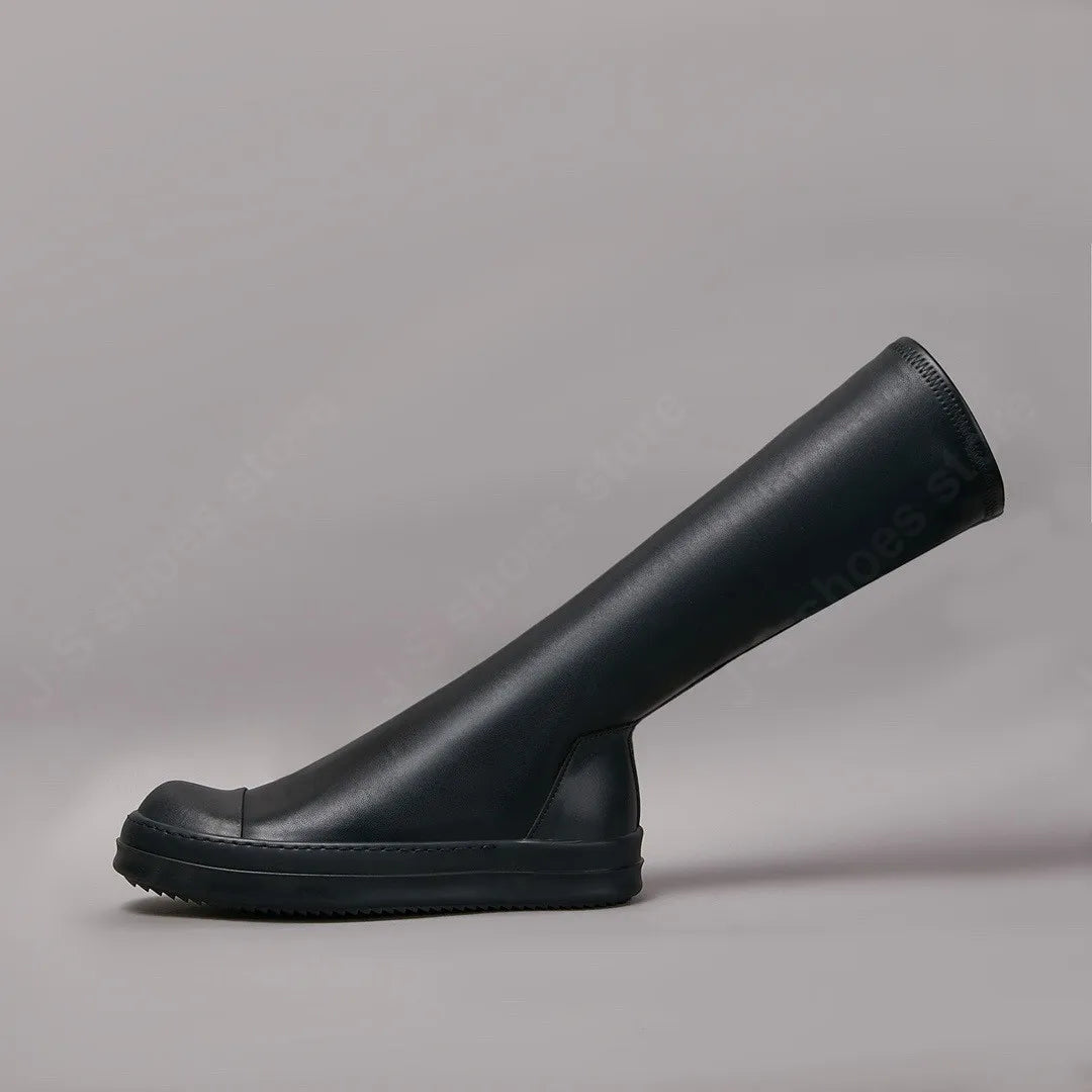 Brand Sneaker Ro Women Boot Stretch Boots Men Rubber Sole Shoe Black Leather Under-Knee Riding Ankle Boot Cowhide Casual Shoes