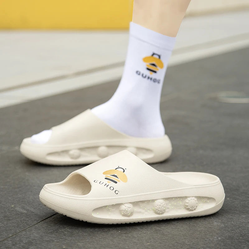 STRONGSHEN Luminous Men Slippers EVA Comfortable Flip Flops Summer Sandals Home Bathroom Anti-Slip Platform Outdoor Beach Shoes