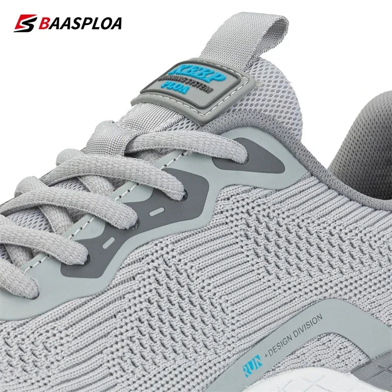 Baasploa Men Running Shoes Mesh Breathable Lightweight Sport Shoes Male Lace-up Comfort Casual Sneakers for Men Non-slip Outdoor