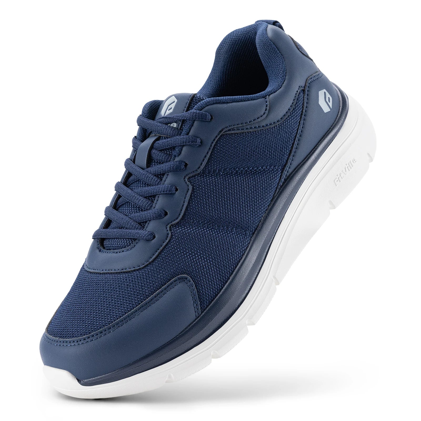 FitVille Wide Width Men's Walking Shoes Cushioning Lightweight Breathable Sneakers Shoes for Plantar Fasciitis Pain Relief