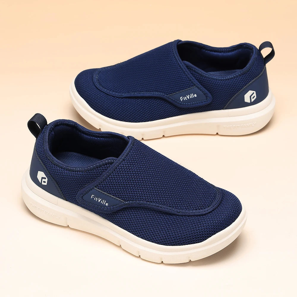 FitVille Extra Wide 2E Men'S Diabetic Shoes For Elder Orthopedics Feet Swollen Adjustable Walking Shoe Elderly Foot Pain Relief