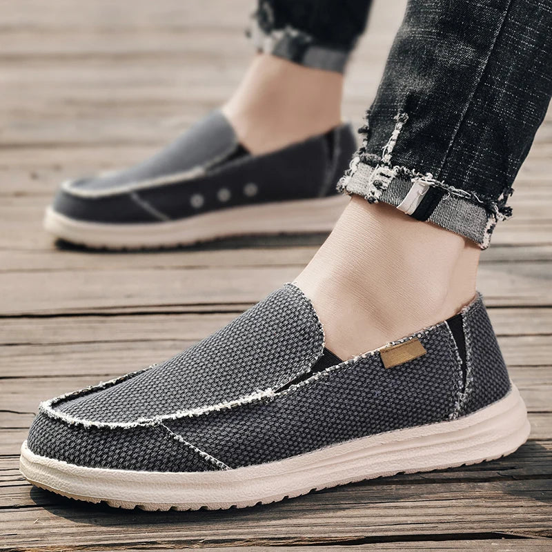 Chaussures d'été en toile denim pour hommes, respirantes, décontractées, antidérapantes, confortables, pour la conduite, grandes tailles 39-47