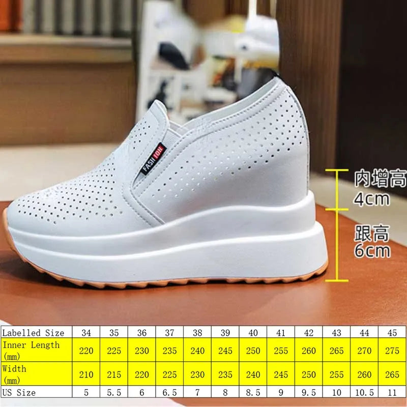 Fujin 10cm Women Summer Breathable Casual Sandals Platform Wedge Fashion Ins White Genuine Leather Chunky Sneaker Hollow Shoes