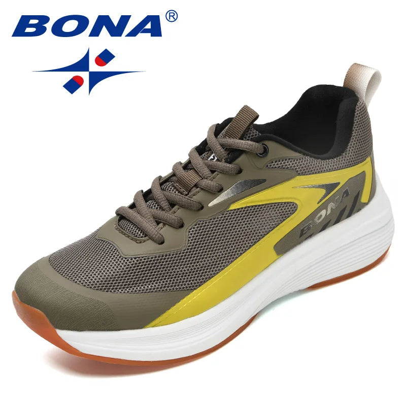 BONA Men's Sports Shoes Comfortable Running Shoes Anti slip Breathable Men's Shoes