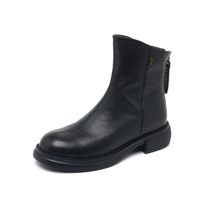 WOIZGIC Femmes Véritable Cuir Femme mère Bottines Chaussures Split Zipper Hiver Fourrure Peluche Chaud Automne Zapatos Mujer Plateforme