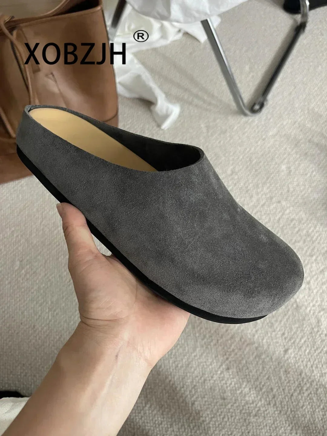 2024 Flat Slippers High Quality New Women KidSuede Mules Shoes Round Toe Casual ComfortSlides Woman Thick Sole Slippers Woman