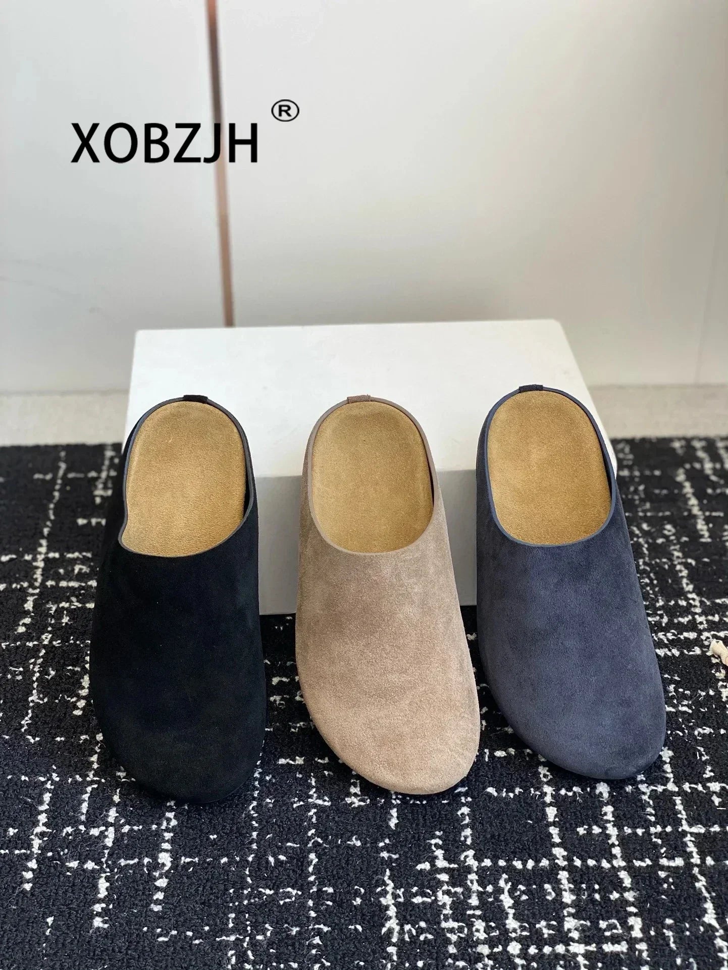 2024 Flat Slippers High Quality New Women KidSuede Mules Shoes Round Toe Casual ComfortSlides Woman Thick Sole Slippers Woman