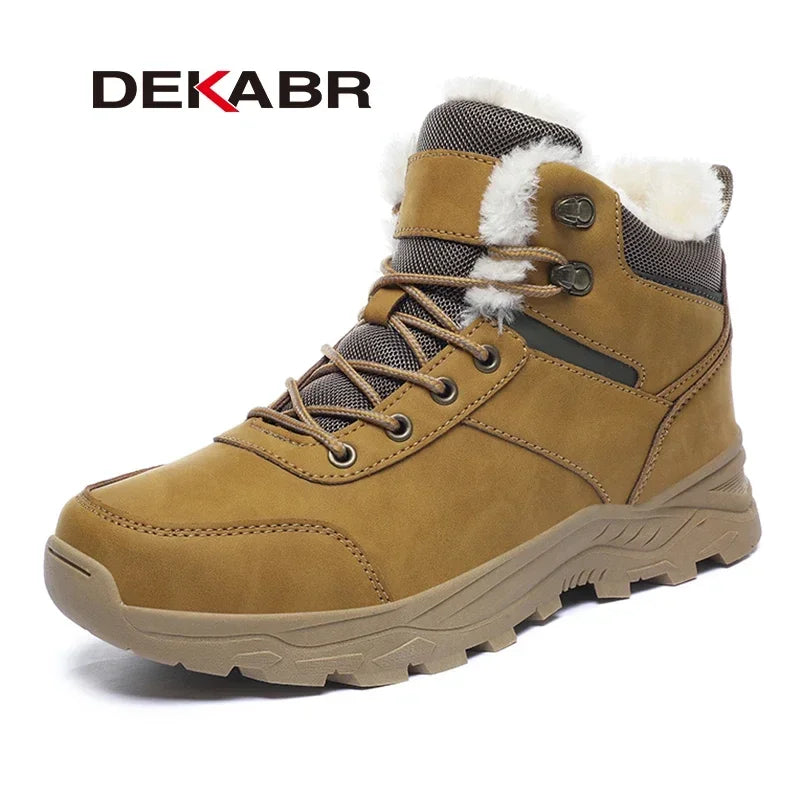 DEKABR Men's Ankle Boots Super Warm Snow Boots Winter Plush Non-Slip Comfortable Handmade Men's Winter Shoes Size 39-48
