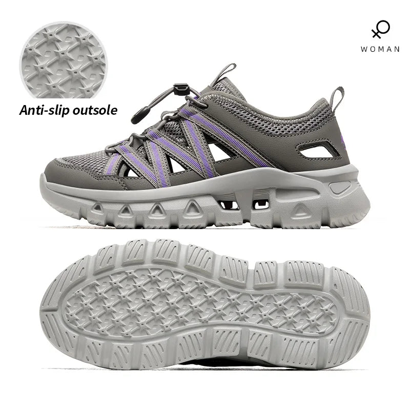GOLDEN CAMEL Hiking  Shoes for Women Summer Beach Sandals Seaside Breathable lightweight Mesh Sports Closed Toe Sandal Men 2024