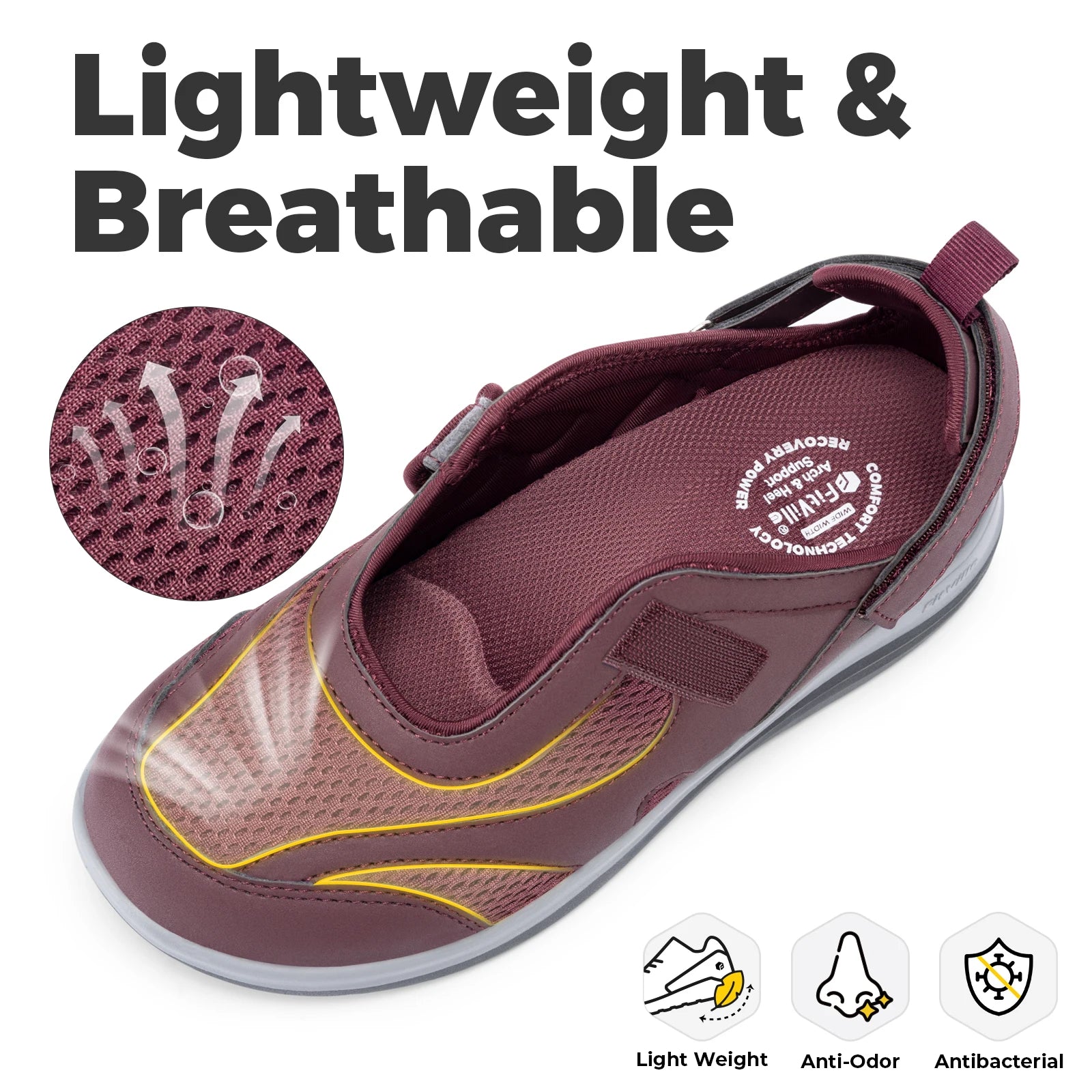 Fitville Women's Sandals Mary Jane Casual Shoes Widened Toe For Swollen Feet Lightweight Breathable Outdoor Elderly Shoes Sandal