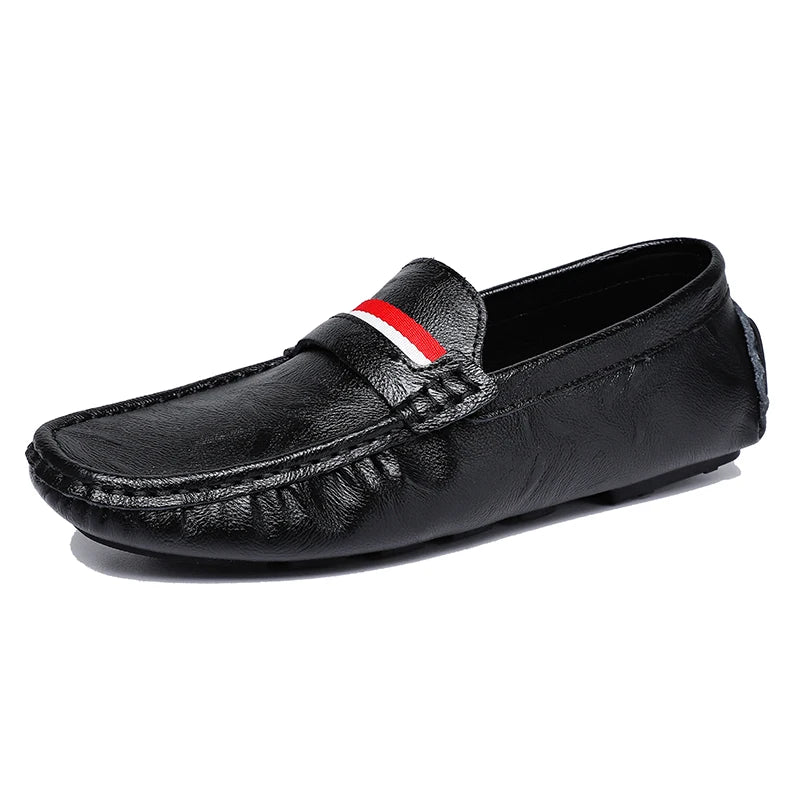 STRONGSHEN Men Shoes Slip on Flats Moccasins Mens Breathable Casual Leather Shoes Luxury Brand Loafers Driving Shoes for Men