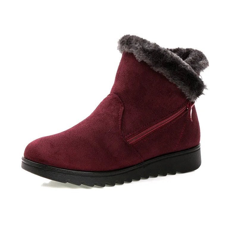 WOIZGIC Femmes Femmes Dames Vieille Mère Chaussures De Neige Bottes Plateforme Tissu De Laine Fermeture Éclair Hiver Peluche Chaud bout rond