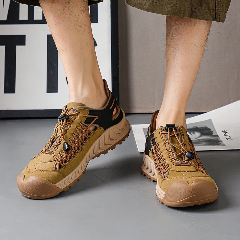 STRONGSHEN Men Casual Shoes Hollow Out Breathable Sneakers Non slip Walking Shoes Treking Footwear Trainers Sandalias Hombre