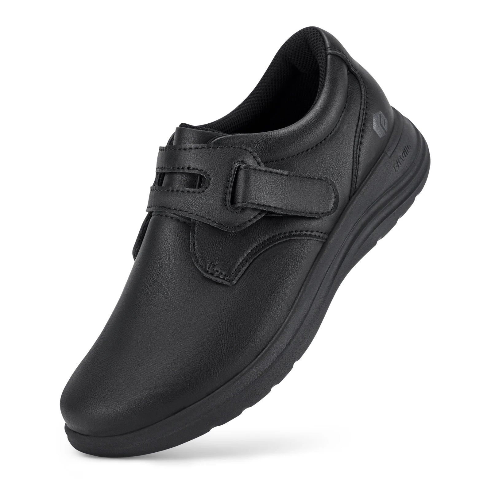 FitVille Leather Women's Shoes Extra Wide Diabetic Shoes Slip-On Walking Shoes For Womens Swollen Feet with Arch Support