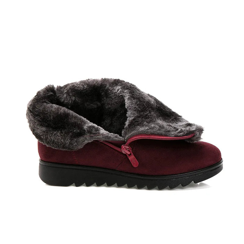 WOIZGIC Femmes Femmes Dames Vieille Mère Chaussures De Neige Bottes Plateforme Tissu De Laine Fermeture Éclair Hiver Peluche Chaud bout rond