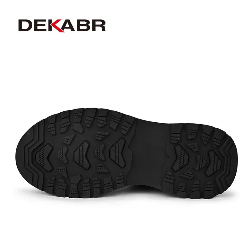 DEKABR 2025 New Fashion Casual Men Shoes Leather Boots Lace Up Handmade Comfortable Breathable Platform Ankle Boots Size 38-45