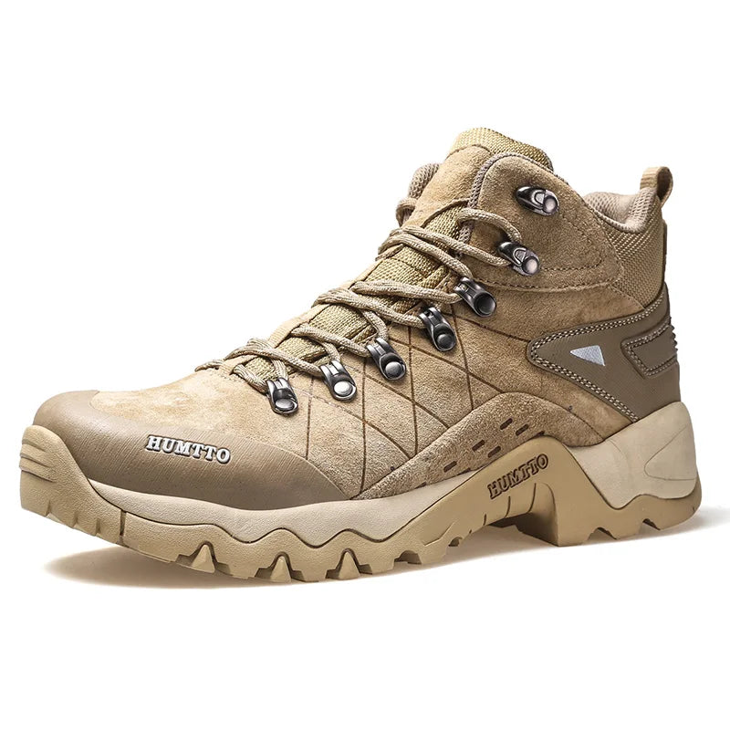 HUMTTO Shoes for Men Genuine Leather Hiking Men's Sports Shoes Non-slip Winter Outdoor Safety Sneakers Breathable Trekking Boots