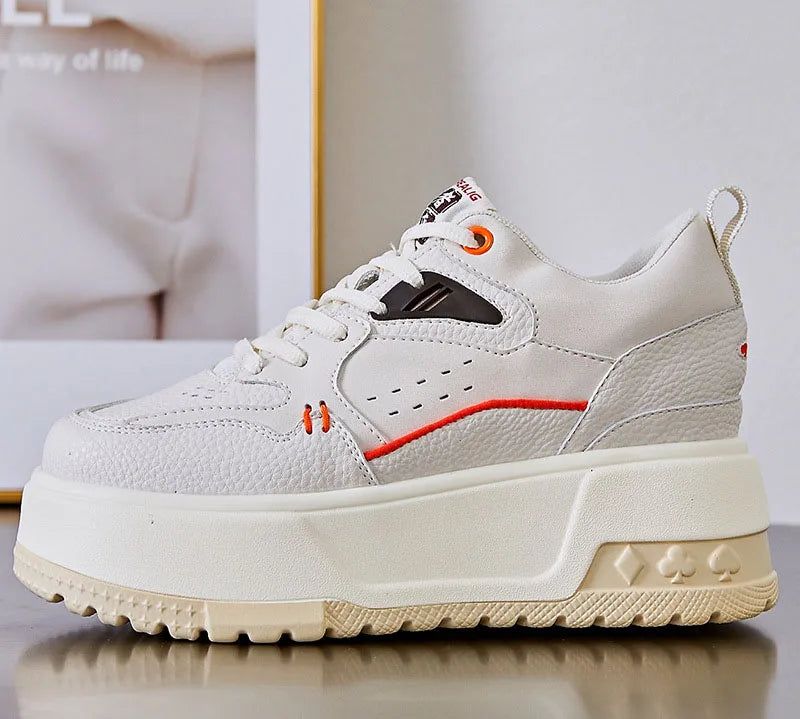 Fujin 9cm Microfiber Women Platform Wedge Chunky Sneakers Causal Walking Breathable Vulcanize Comfy Fashion Skate Board Shoes