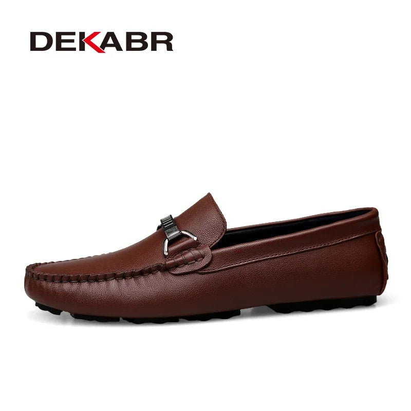 DEKABR Summer Loafers Men Luxury Brand Moccasins Shoes Men Leather Loafers Shoes Slip on Non-Slip Working Office Loafers for Men