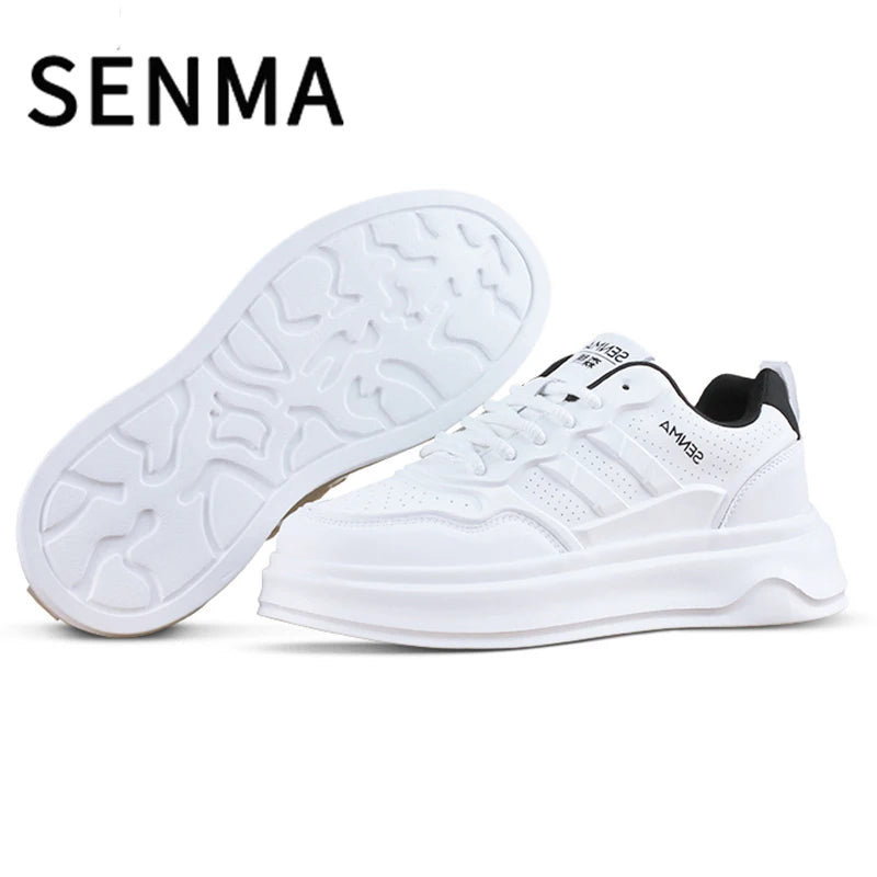 SENMA Men's Shoes 2025 Breathable Sports and Leisure Board Shoes Men's Sneakers Leather Soft Bottom White Tennis / Walking Shoes