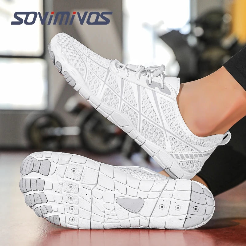 SOVIMIVOS Unisex Barefoot Shoes for Men Women Wide Toe Beach Walking Sneakers Zero Drop Outdoor Elastic Band Running Shoes