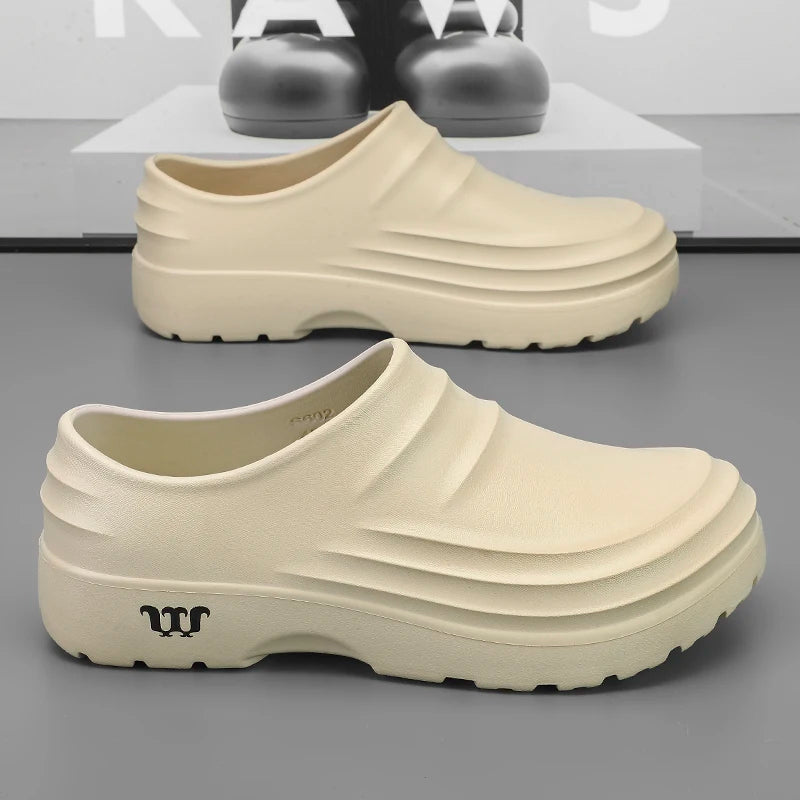 Chef Shoes for Men Women Soft Rubber Sandals Garden Shoes Without Holes Clogs Kitchen Hotel Working Big Size 47 48