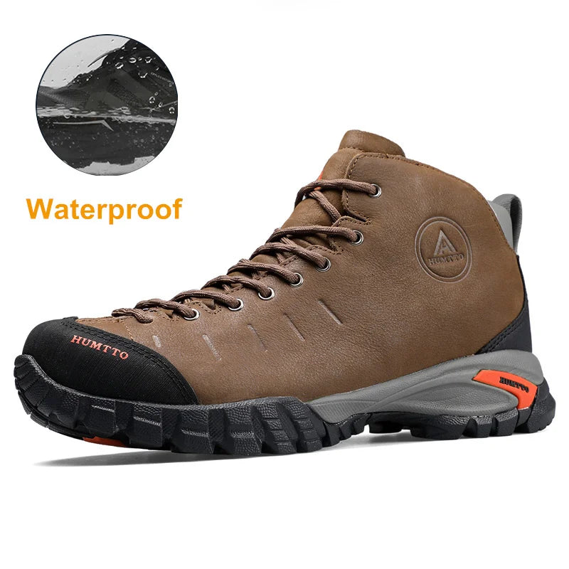HUMTTO Waterproof Hiking Shoes Luxury Designer Outdoor Trekking Boots for Men Climbing Sneakers Leather Safety Mens Ankle Boots