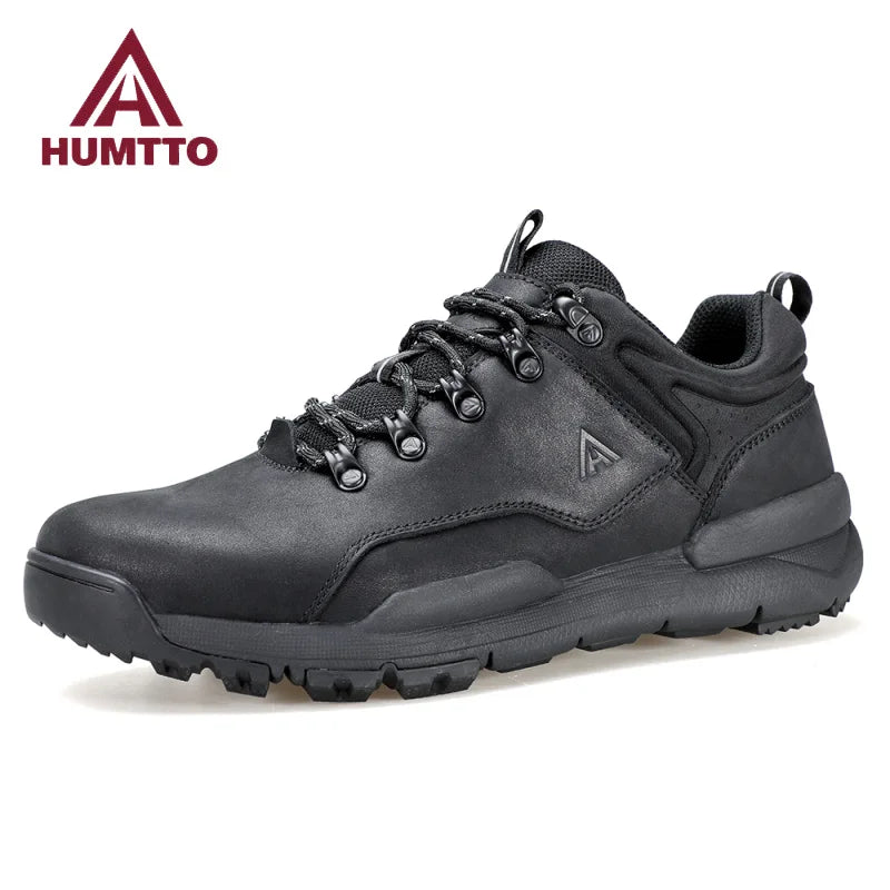 HUMTTO Bottes décontractées en cuir pour hommes Chaussures de randonnée de luxe de créateur Baskets de trekking d'escalade en plein air Chaussures de sport pour hommes Chaussures de marche pour hommes