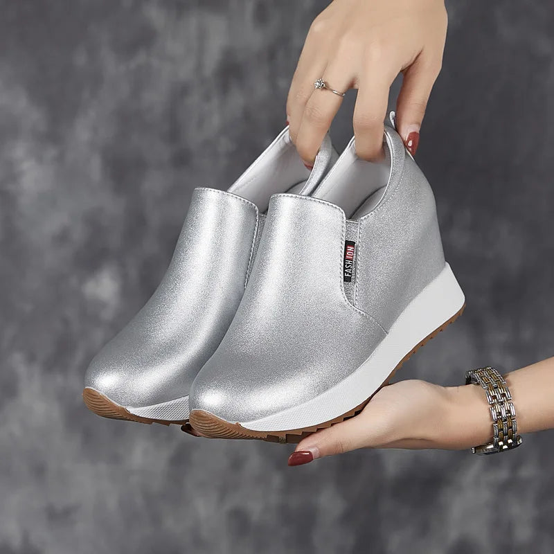 Fujin 7cm Genuine Leather Synthetic Boot Women  Fashion Ankle Platform Wedge Heels Pumps Autumn Spring Sexy Hidden Heels Boots