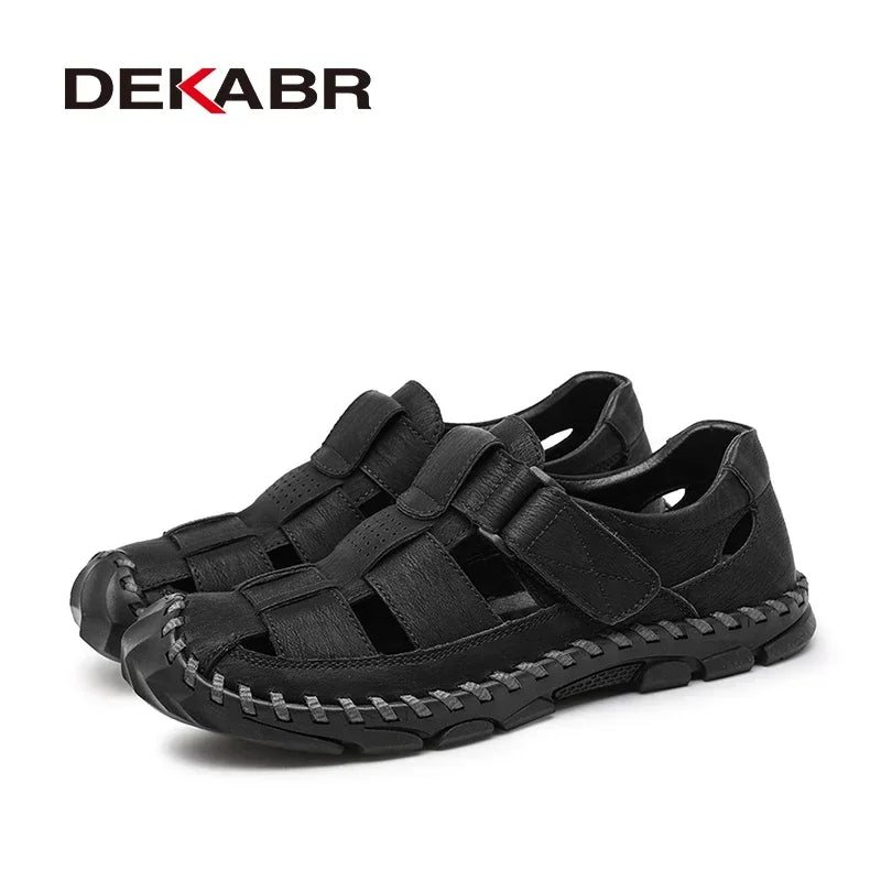 DEKABR Casual Shoes Men Sandals Leather Real Male Sandals Shoes Outdoor Mens Summer Sandals Fashion Comfortable Sandals