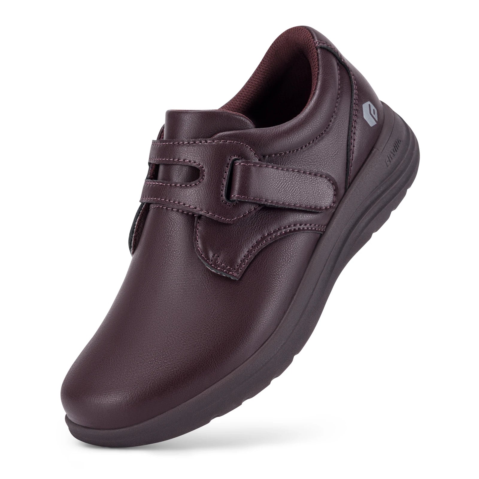 FitVille Leather Women's Shoes Extra Wide Diabetic Shoes Slip-On Walking Shoes For Womens Swollen Feet with Arch Support