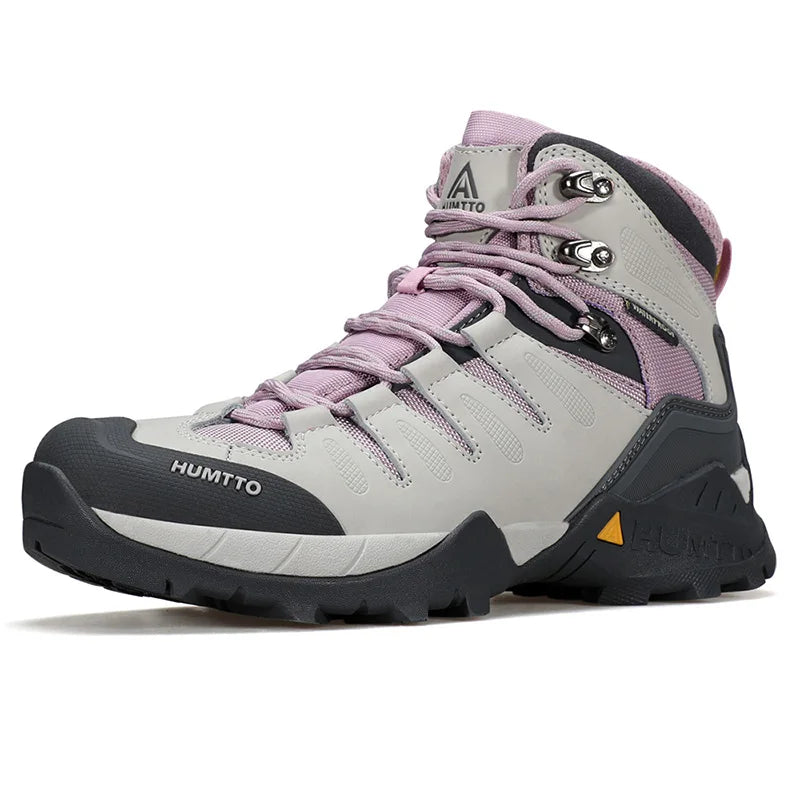 HUMTTO Chaussures de randonnée en cuir pour femmes, baskets de sport antidérapantes, respirantes et de sécurité pour l'hiver