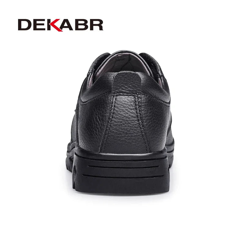 DEKABR New Lace Up Fashion Genuine Leather Casual Men Shoes Designer Comfortable Breathable Loafers Driving Shoes Big Size 37-50