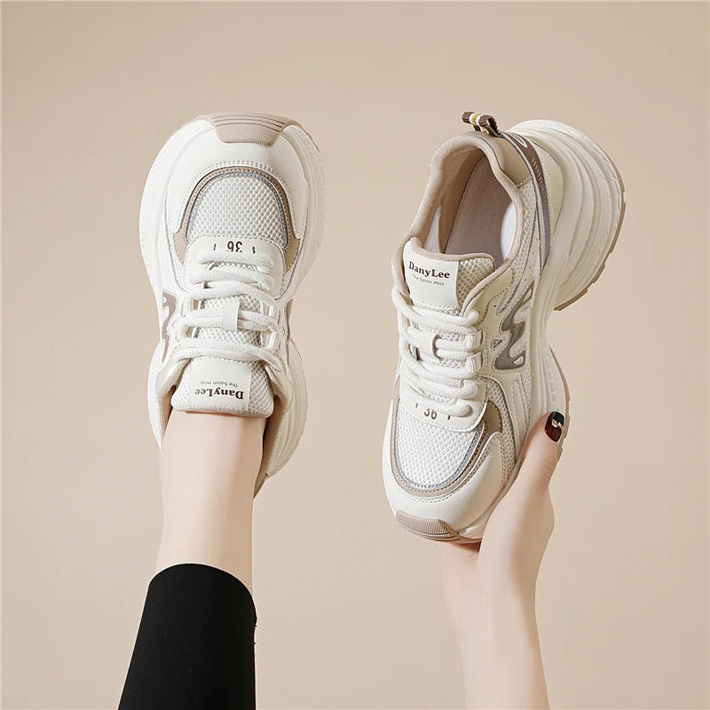 AUTUSPIN 2025 New Lightweight Sport Shoes for Women Spring Fashion Breathable Mesh Walking Sneakers Outdoor Daily Soft Footwear