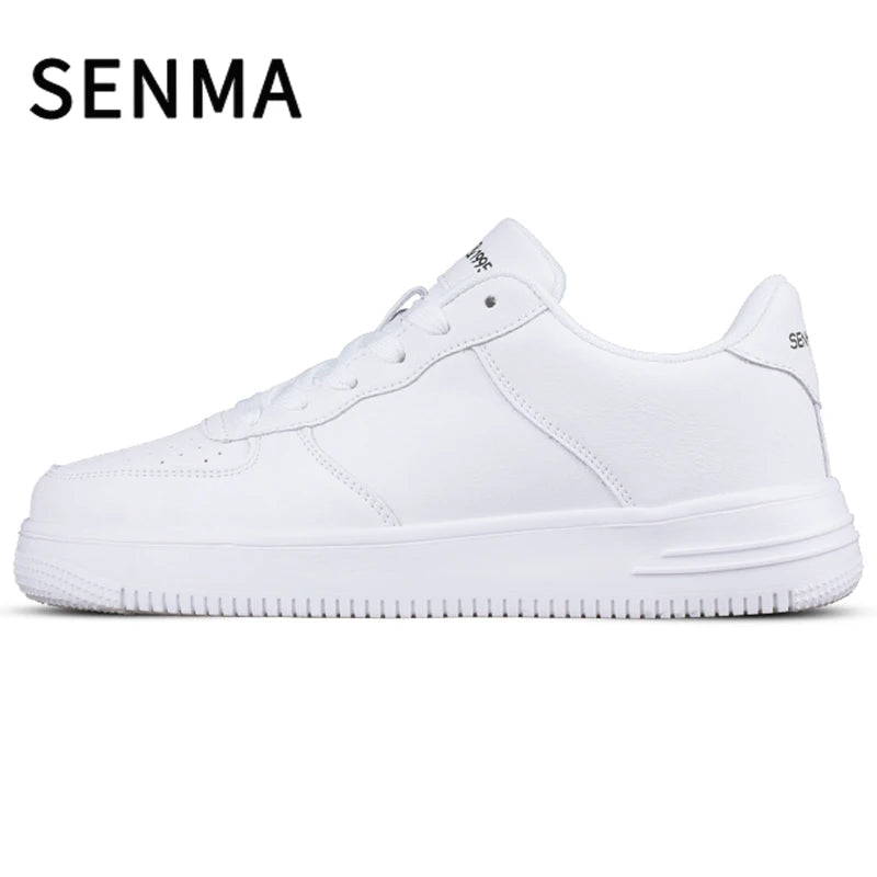 SENMA Men's Shoes Autumn Couple Versatile Casual Thick Soled Leather Board Shoes Sports White /Brown Trendy Women Shoes Sneakers