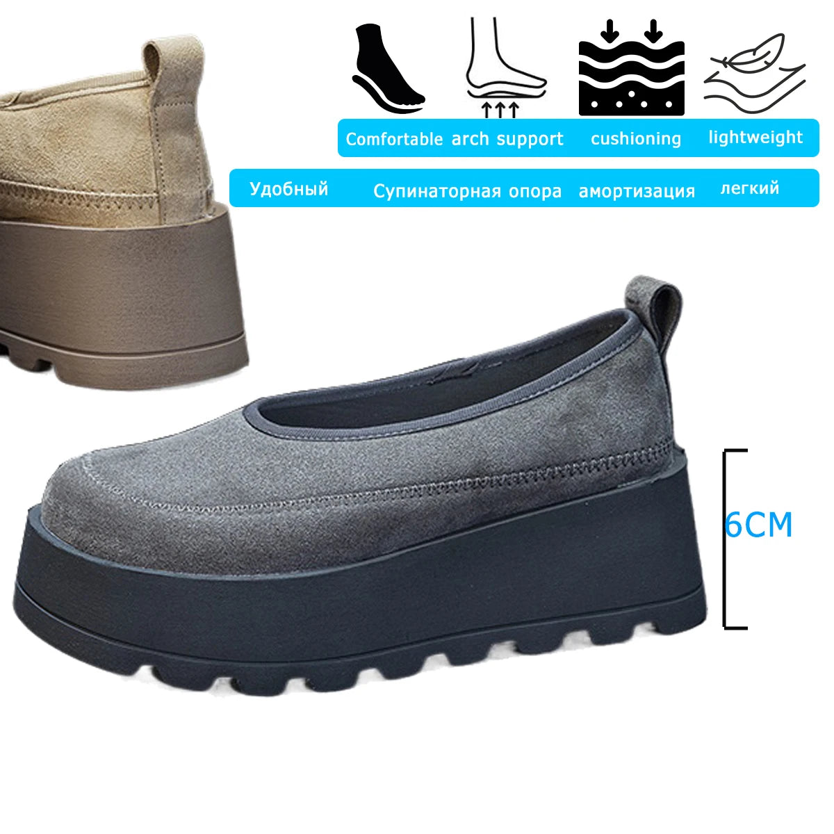 Fujin 6CM Suede Cow Genuine Leather Spring Slip on Females Moccasins Women Platform Wedge Autumn Women Shoes Pumps Shoes