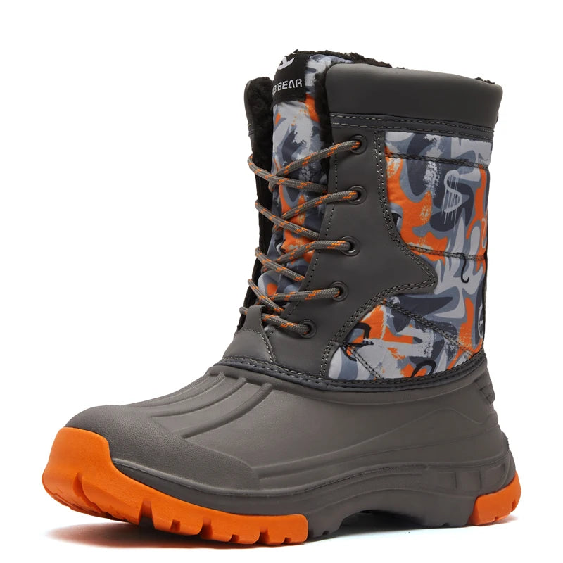HOBIBEAR Boys Snow Boots with Insulation for Cold Weather Non-Slip Winter Shoes Lace-Up Waterproof Winter Boots