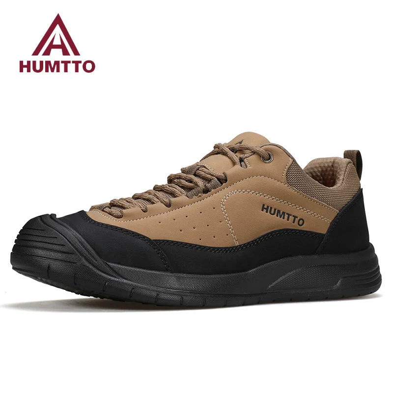 Chaussures de randonnée HUMTTO antidérapantes pour hommes, baskets de sport décontractées en cuir, bottes de trekking respirantes pour hommes
