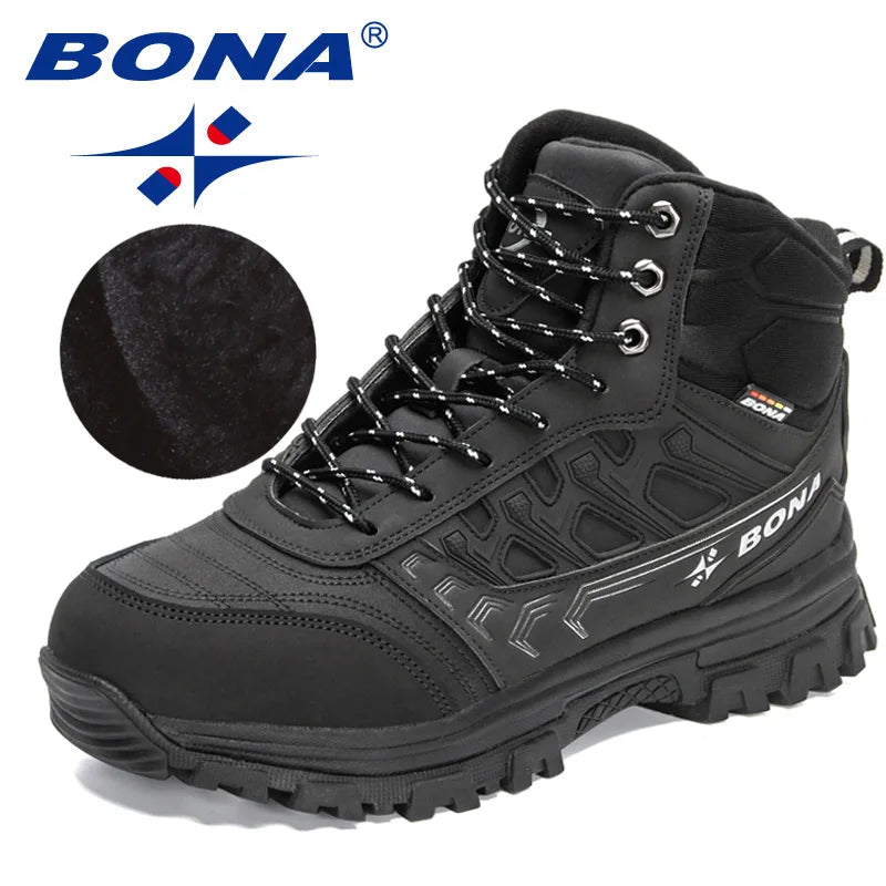BONA 2023 New Designers Brand Winter Warm Boots Men Plush Nubuck Snow Boots Man High Quality High Top Boots Mansculino Sneakers