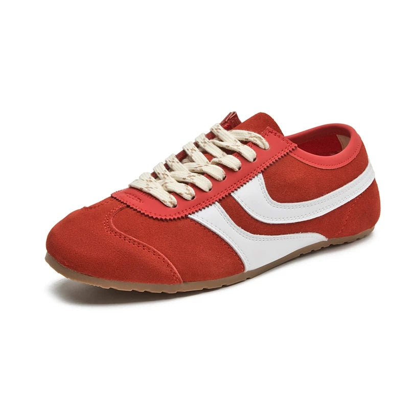 German Training Shoes Women 2025 New Genuine Leather Women Sneakers Flat Lace-up Retro Large Size Forrest Gump Shoes Women
