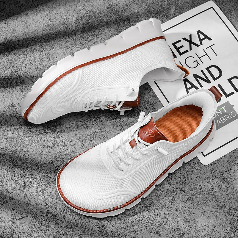 Stylish Mens Wide Box Shoes Barefoot Shoes Casual Mesh Brogue Sneakers Minimalist Zero Drop Summer Fashion Breathable