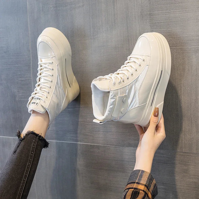 Fujin 8.5cm Cow Genuine Leather Down Cloth Women Ankle Booties Platform Wedge Females Plush Warm Autumn Winter Shoes Snow Boots