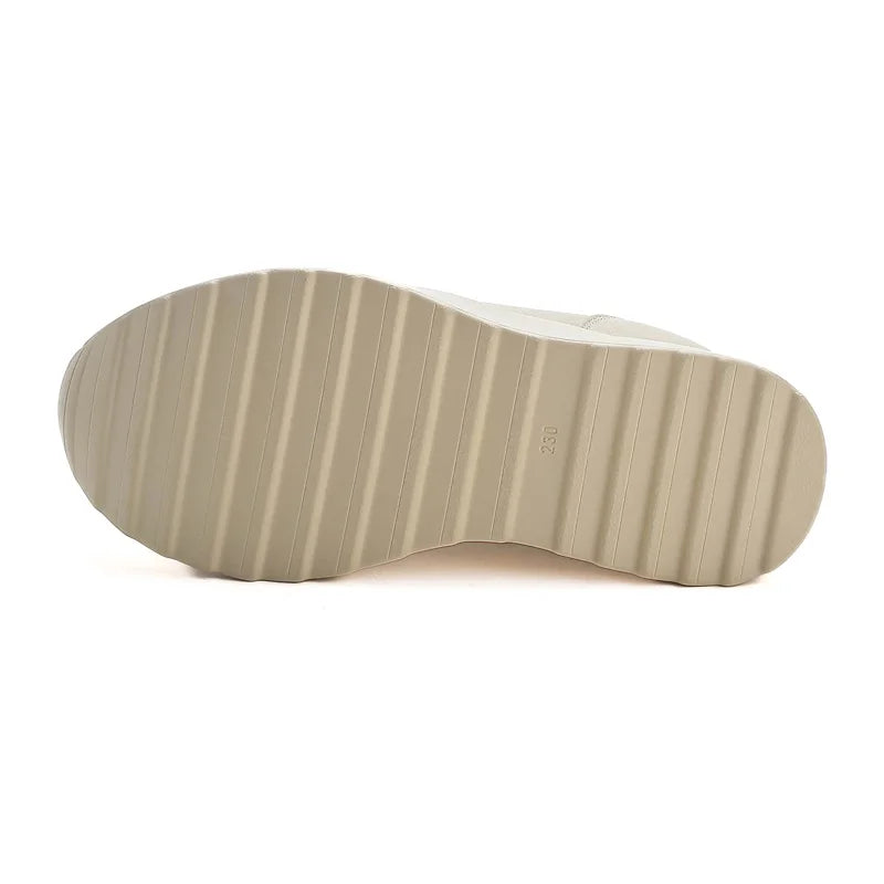 DRKANOL 10cm Height Increasing Hidden Heel Shoes Women Split Leather Solid Color Thick Sole Chunky Platform Casual Single Shoes