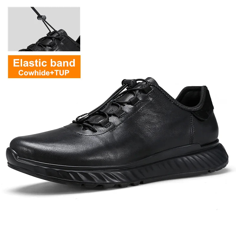 Baskets HUMTTO pour hommes, chaussures de course de luxe de créateur, chaussures de sport respirantes pour hommes, tennis en cuir noir, baskets décontractées pour hommes