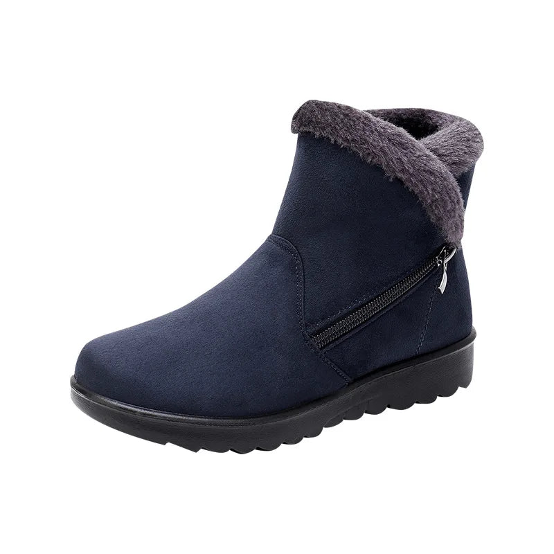 WOIZGIC Femmes Femmes Dames Vieille Mère Chaussures De Neige Bottes Plateforme Tissu De Laine Fermeture Éclair Hiver Peluche Chaud bout rond